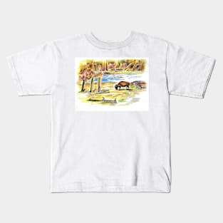 Grazing Bison Kids T-Shirt